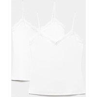 Body by M&S 2 Pack Modal Rich Flexifit Lace Trim Vests White