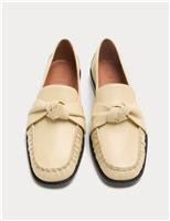 Leather Twist Bow Loafers