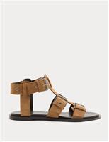 Suede Eylet Detail Flat Gladiator Sandals