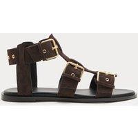 M&S Suede Eylet Detail Flat Gladiator Sandals Brown