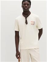 M&S Pure Cotton Libre Ibiza Graphic T shirt Ecru