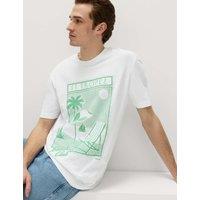 M&S Pure Cotton St Tropez Graphic T-Shirt White