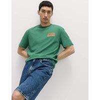 M&S Pure Cotton Summer Vacation Slogan T shirt Emerald