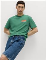 M&S Pure Cotton Summer Vacation Slogan T shirt Emerald