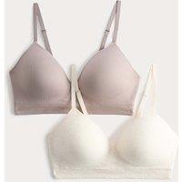 M&S 2 Pack Seamless Non Wired Full Cup Bras Oatmeal Mix