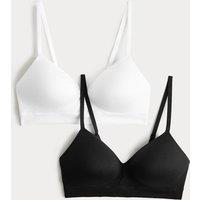 M&S 2 Pack Seamless Non Wired Full Cup Bras Black Mix