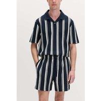 M&S Cotton Rich Seersucker Striped Shorts Navy