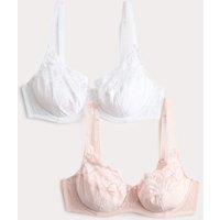 M&S 2 Pack Amelia Lace Wired Full Cup Bra (A-E) Light Pink Mix