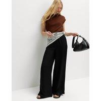 M&S Satin Wide Leg Trousers Black