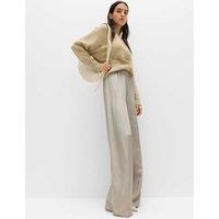 M&S Satin Wide Leg Trousers Stone