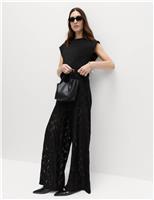 M&S Lace Wide Leg Trousers Black