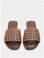 M&S Laser Cut Flat Mule Sandals Tan
