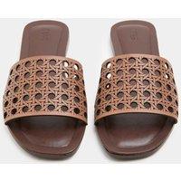 M&S Laser Cut Flat Mule Sandals Tan
