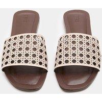 M&S Laser Cut Flat Mule Sandals Natural