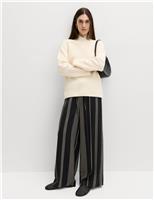 M&S Satin Twill Striped Trousers Black Mix