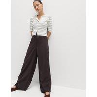 M&S Modal Rich Wide Leg Trousers Bitter Chocolate