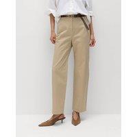 M&S Cotton Rich Straight Leg Trousers Sandstone