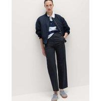 M&S Cotton Rich Straight Leg Trousers Navy