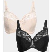 M&S 2 Pack Amelia Lace Wired Full Cup Bras (F-J) Black Mix