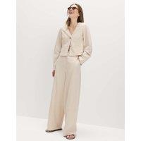 M&S Barrel High Waisted Trousers Ecru