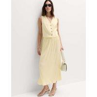 M&S Textured Pleated Midaxi Skirt Soft Yellow