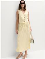 M&S Textured Pleated Midaxi Skirt Soft Yellow
