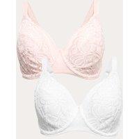 M&S 2 Pack Amelia Lace Natural Lift Full Cup Bras (F-H) Light Pink Mix