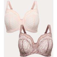 M&S 2 Pack Mesh Extra Support Bras F-J Brown Mix