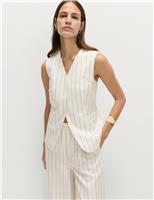 Striped V-Neck Longline Waistcoat