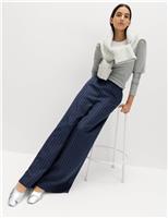 Pinstripe Elasticated Waist Wide Leg Trousers