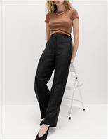 Linen Blend Relaxed Straight Trousers