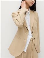 M&S Lyocell Rich Single Breasted Blazer with Linen Sandstone