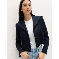 M&S Collared Short Sailor Jacket with Linen Navy
