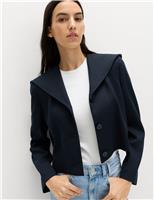 Collared Short Sailor Jacket with Linen
