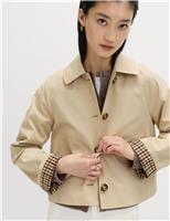 M&S Pure Cotton Short Car Coat Navy