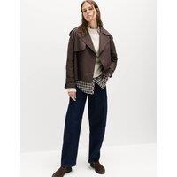 M&S Pure Cotton Short Trench Coat Chocolate