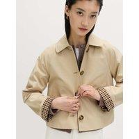 M&S Pure Cotton Short Car Coat Sand