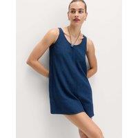 M&S Linen Rich Tie Detail Sleeveless Volume Playsuit Dark Indigo
