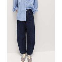 M&S High Waisted Crease Front Barrel Jeans Indigo Mix