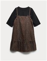 2pc Pure Cotton Leopard Dress & T-Shirt (2-16 Yrs)