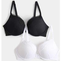M&S 2 Pack Jasmine Lace Wired Push Up Bras A-E White Mix