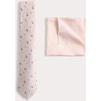 M&S Pure Silk Ditsy Floral Tie and Handkerchief Set Pink