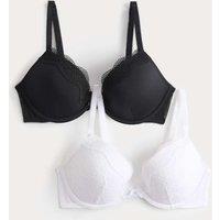 M&S 2 Pack Jasmine Lace Wired Plunge Bras (A-E) White Mix