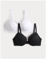2 Pack Jasmine Lace Wired Plunge Bras (A-E)