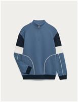 Cotton Rich Colour Block Quarter Zip Sweatshirt (2-16 Yrs)