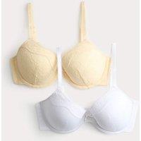 M&S 2 Pack Jasmine Lace Wired Demi Cup Bras A-E Dark Cream
