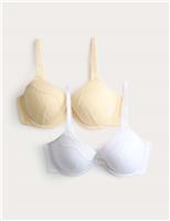M&S 2 Pack Jasmine Lace Wired Demi Cup Bras (A-E) Dark Cream
