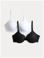 2 Pack Jasmine Lace Wired Demi Cup Bras (A-E)