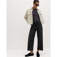 M&S High Waisted Wide Leg Cropped Jeans Black