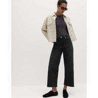 M&S High Waisted Wide Leg Cropped Jeans Black